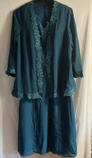 BM Bridal V-neck sleeveless Appliques Dark Green Mother of Bride Dress with wrap