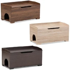 Cat Litter Box Cover Cat House End Table Furniture Walnut Dark Brown Oak Rectan.