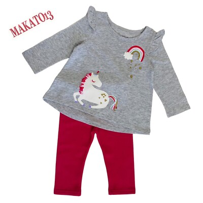 Jumping Beans Baby Girl s 12 Months Long Sleeve T-shirt & Leggings Outfit Set