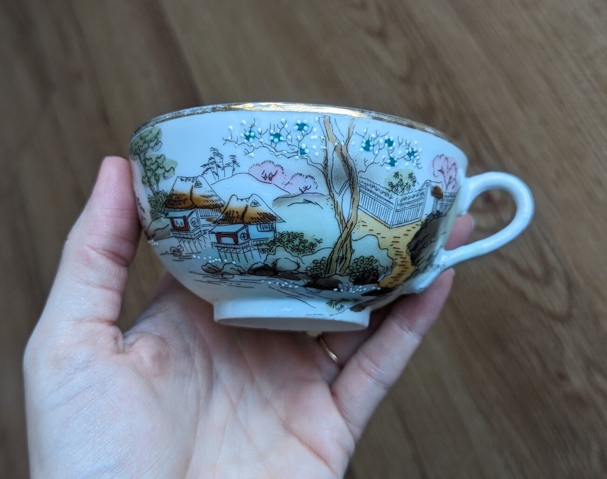Hand Painted Antique Japanese Tea Cups ANTIQUE Early 1900s