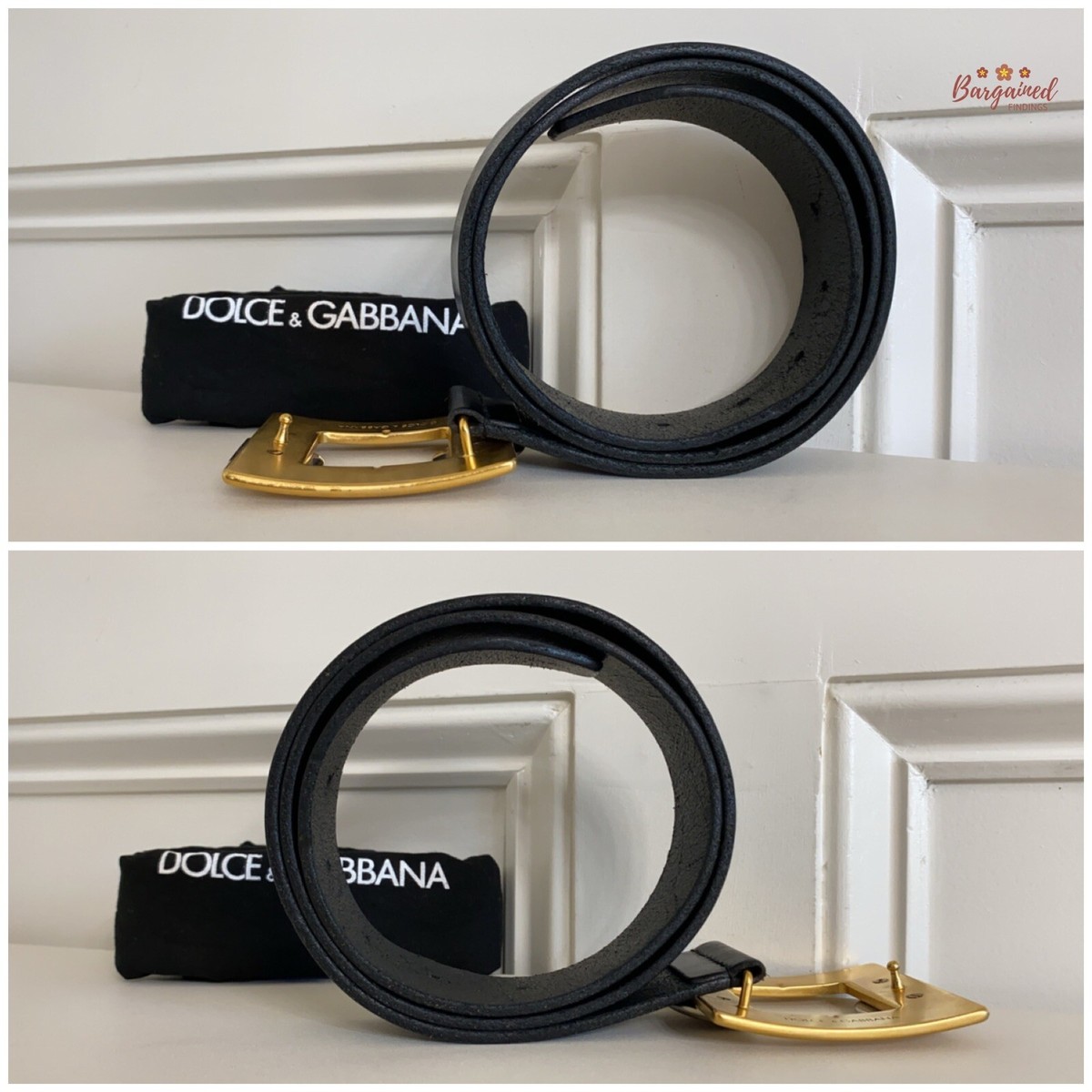 Authentic Dolce & Gabbana Black Leather Silver DG Logo Gold
