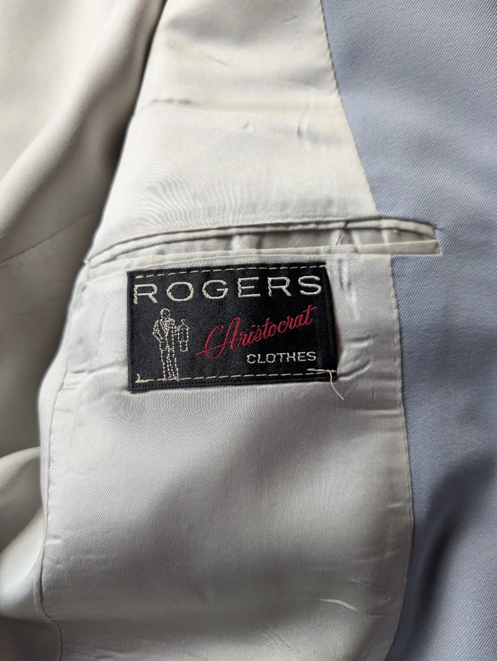 Винтажный 60-х 70-х порошок синий пик лацкан смокинг блейзер куртка 40 диско мод Aristocrat - Изображение 2 из 4