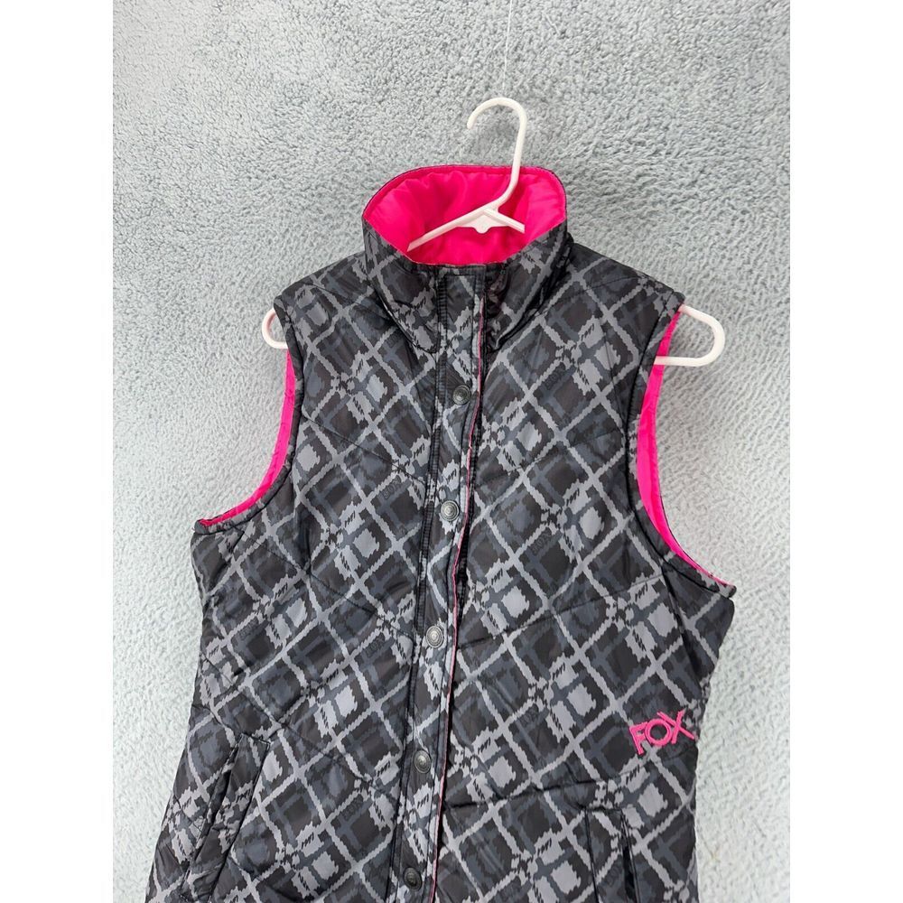 Fox Riders Co. Vest Womens Medium Pink Grey Argyle