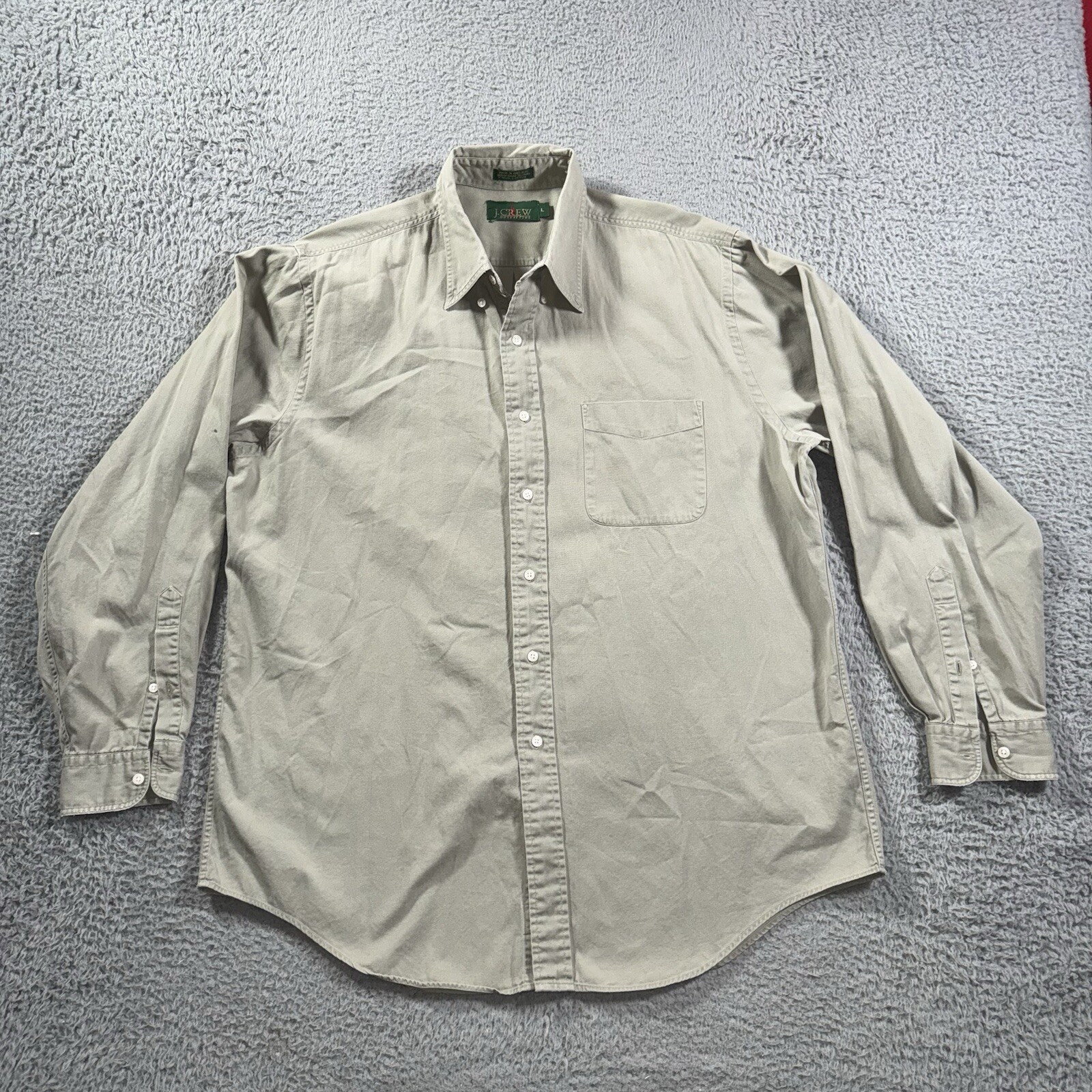 FILA Vintage J. Camicia Crew Uomo Grande Verde Remi Tasca Canottaggio Preppy Manica Lunga