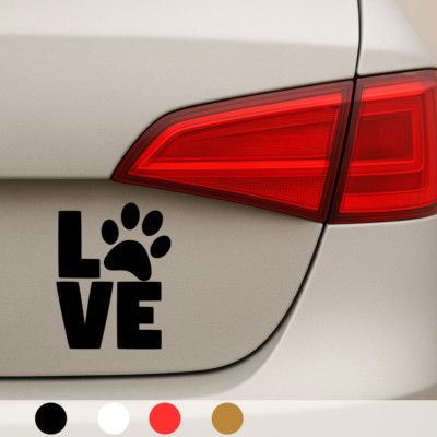 2x Love Hund Pfote Aufkleber 12x15cm Auto Laptop Sticker Decal Motorrad Fenster