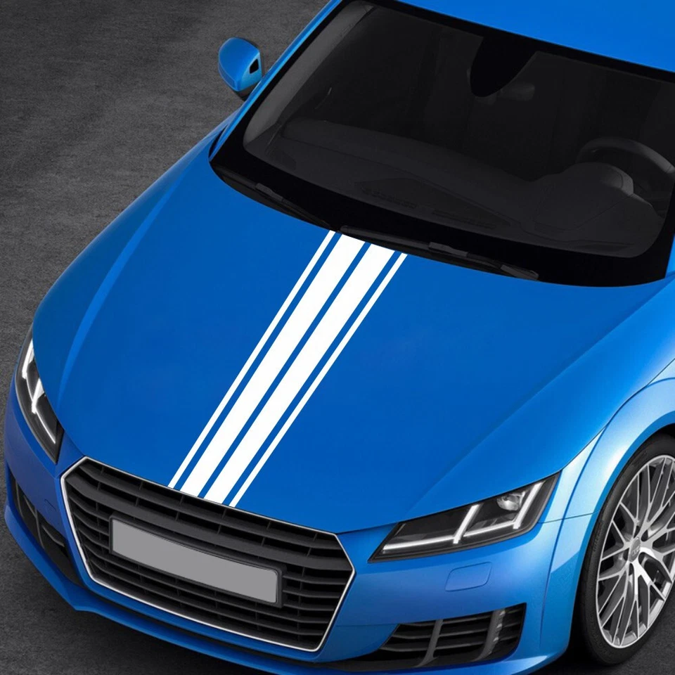 Calcomanía de tira larga de deportes de carreras pegatina para capó de coche divertido hágalo usted mismo decoración accesorio blanco Foto 2 de 4