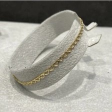 14K Solid Gold Open Heart Link Chain Bracelet- 7" inch- Great Gift 