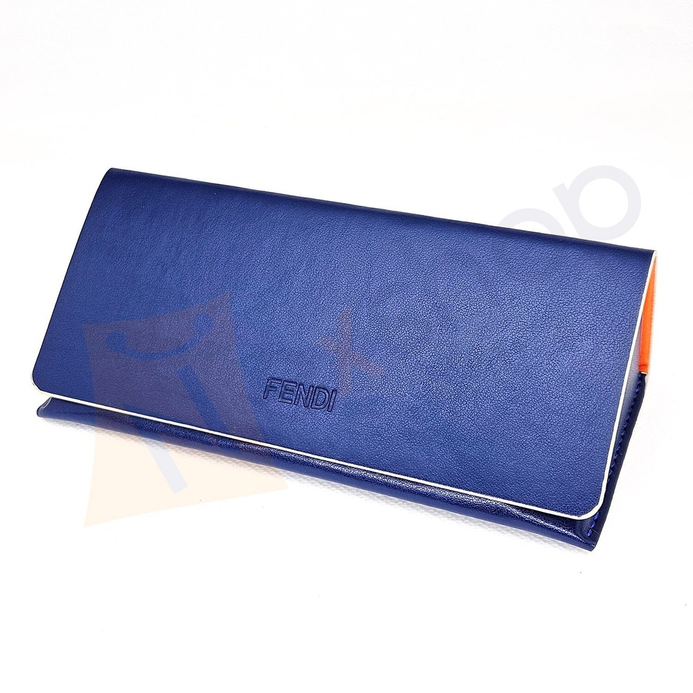 Fendi Sunglasses Eyeglasses Medium Hard Leather Case w/ Cloth & GiftBOX - Blue
