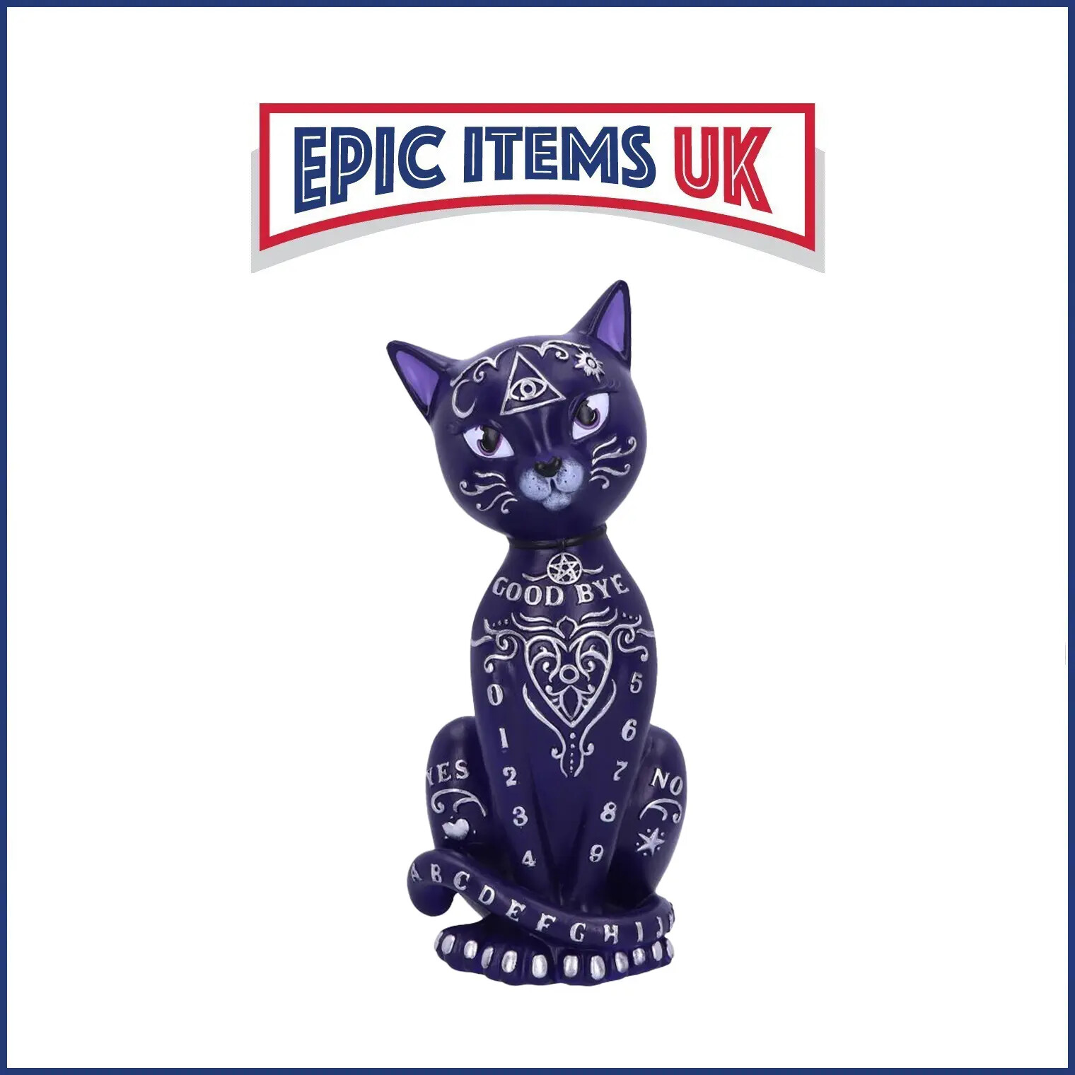 Nemesis Now Purple Mystic Kitty 26cm Ouija Cat Figurine - IN STOCK