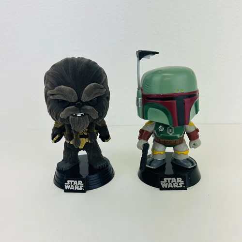 Funko Pop Star Wars KRRSANTAN Chewbacca 548 Flocked SDCC, BOBA FETT 08 Loose OOB