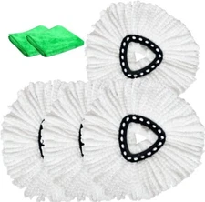 4 Pack Easy Wring Spin Mop Refills, Mop Replacement Head Compatible with Spin Mo