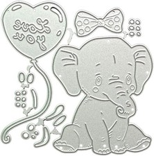 Sitting Elephant Die Cut for Card Making, Elephant Metal Cutting Dies Congrat...