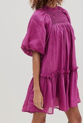 sea new york purple dress $395 Sea New York Women's Purple Smocked Crewneck A-Line Dress Size XXS