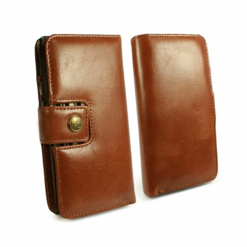 Alston Craig Magnetic RFID Vintage Leather Wallet for iPhone 13 / 14 Pro - Brown