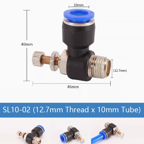 SL4/6/8/10/12mm Pneumatic Push Fit Connectors Fittings Regulating/Throttle Valve - Picture 22 of 31
