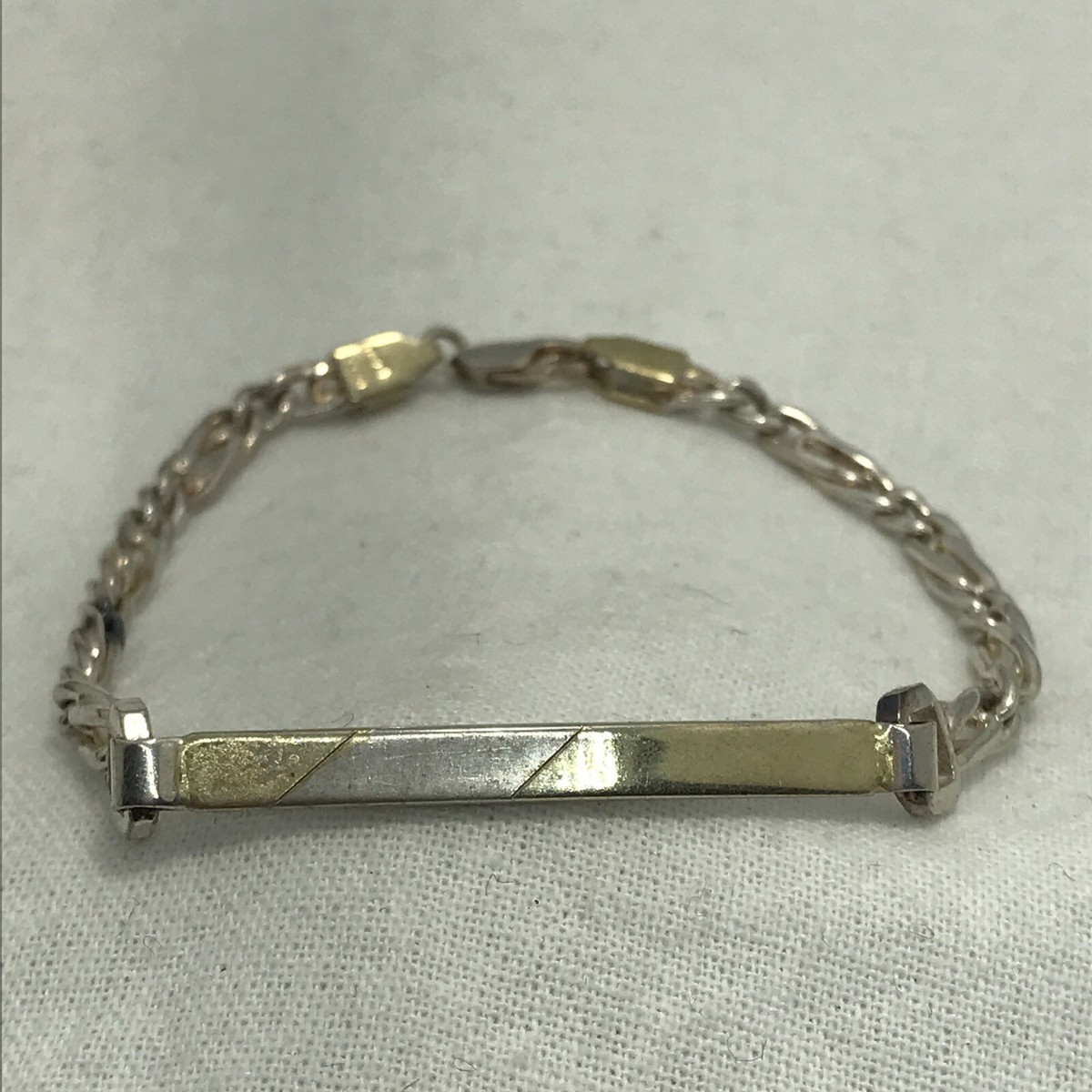 アクセサリー vintage Italian silver 925 id bracelet Vintage ITALY 925 Sterling Silver /Gold plated Unique Link