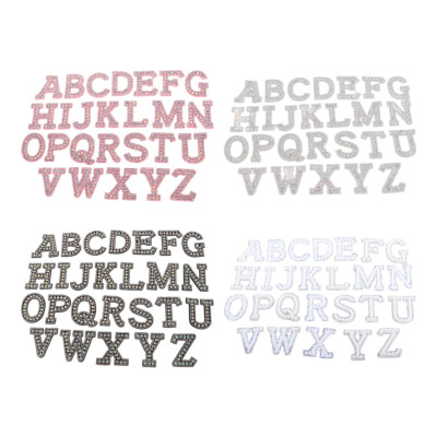 26 Stück Alphabet Aufnäher Nähen Strass Buchstaben Applikation für Shirts Taschen