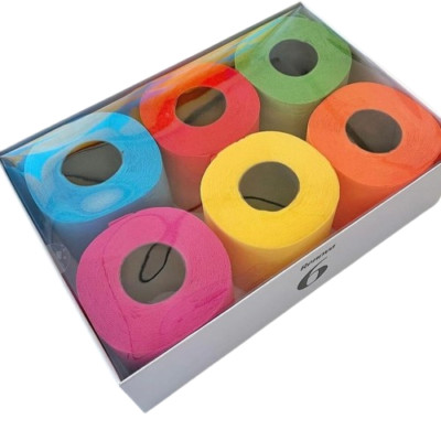 Renova Multi-Colored Toilet Paper Gift Box - 6 Rolls, 3-Ply, 140 Sheets
