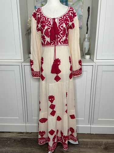 Blue Boheme Embroidered Cotton Gauze Dress XL NWOT Hot Pink - Picture 1 of 9