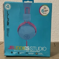 📀 JLab JBuddies Studio Wired Kids Headphones - Pink/Blue NEW *DISTRESSED BOX*