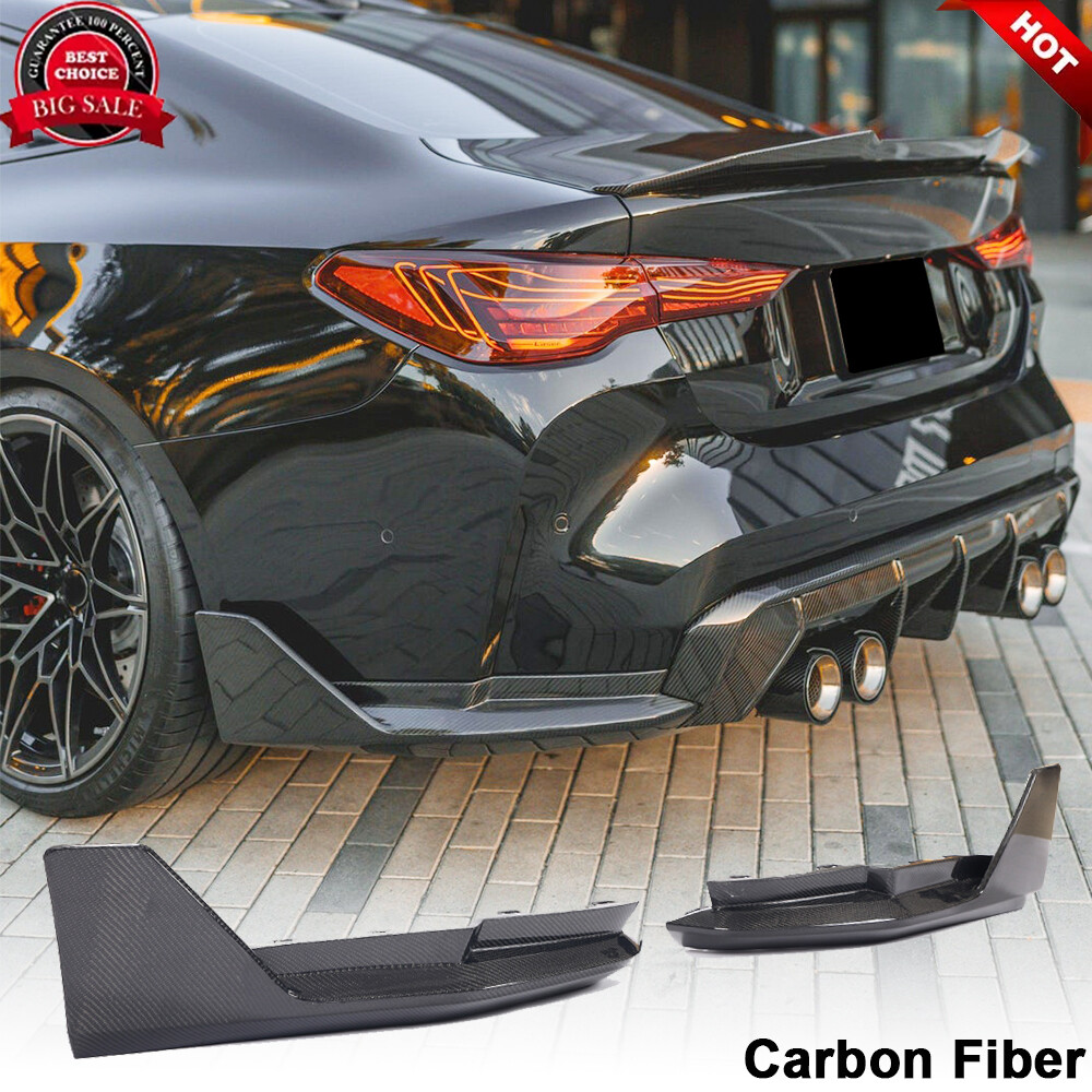 For BMW G82 M4 Coupe 2021-2024 Real Carbon Rear Bumper Lip Splitters Canard Fins