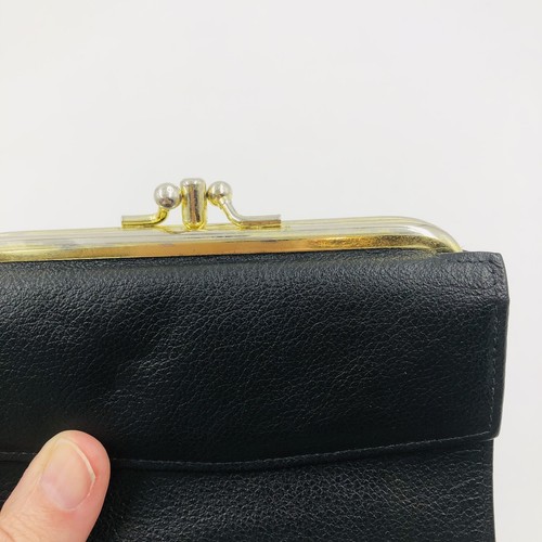 Vintage Geoffrey Amman Top Grain Leather Women's Black Wallet Coin Purse Canada - Picture 9 of 12