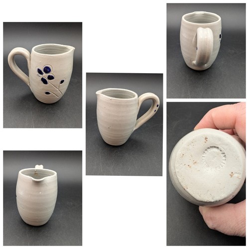 Williamsburg Pottery Salt Glaze Stoneware Cobalt Flower Lot Of 7 - Picture 8 of 15