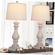 29" Tall Table Lamp for Living Room Set of 2,Vintage Bedside Nightstand Gray