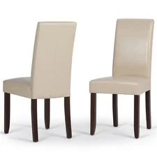 Simpli Home Acadian Transitional Parson Dining Chair (Set of 2) in Satin Crea...