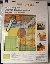 Fiskars Fabric Cutting Set-45mm Rotary Cutter Acrylic Ruler and Cutting Mat 3 Pc