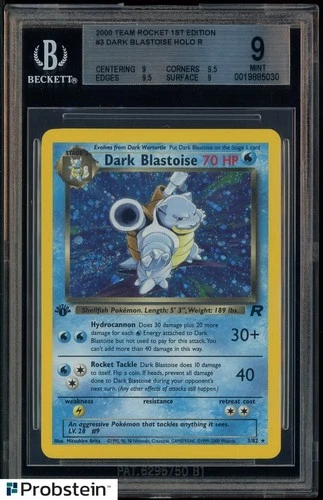 2000 Pokemon Team Rocket 1st Edition #3 Dark Blastoise Holo R BGS 9 MINT
