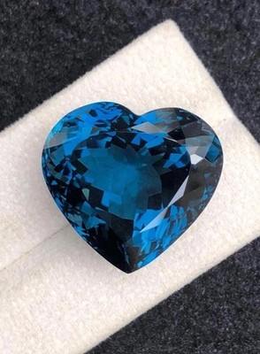 Brazilian London Blue Topaz Heart Cut 50 Ct Natural Loose EGL Certified Gemstone