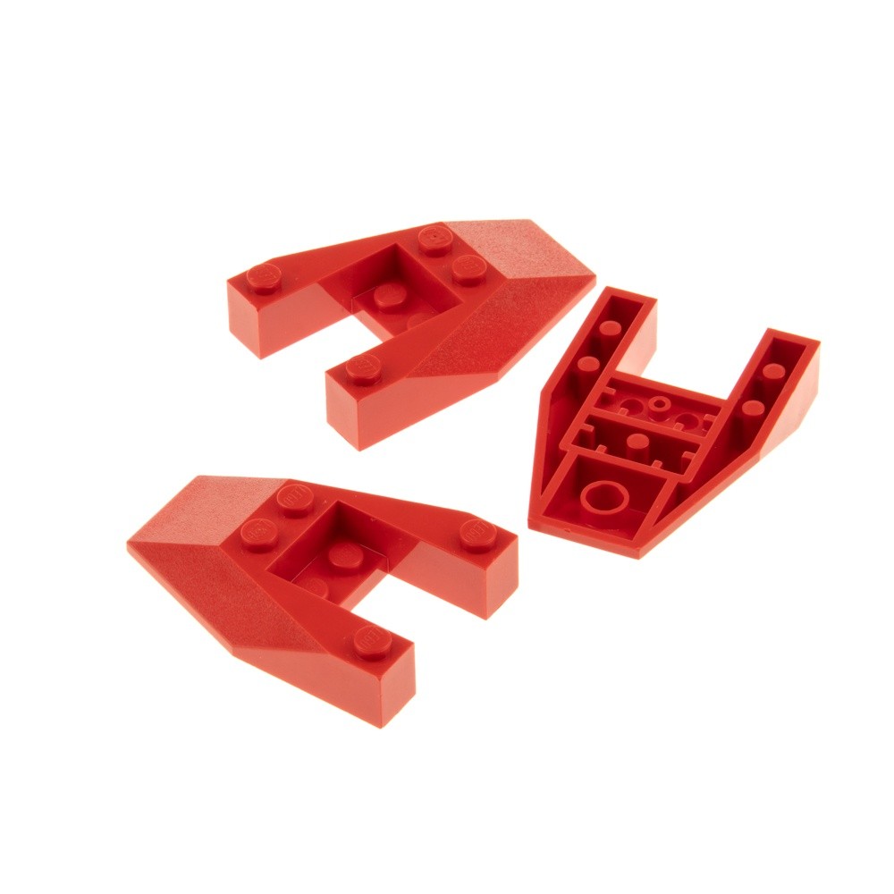 3x Lego Wedge Brick 6x4x1 Red Slope Front Set 1353 8443 6153a