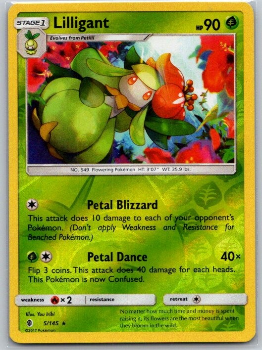 Lilligant 5/145 Rare Guardians Rising Pokemon Reverse Holo Near Mint