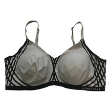 Honeylove Crossover Bra Gray Black Wireless Supportive Bonded Size XL