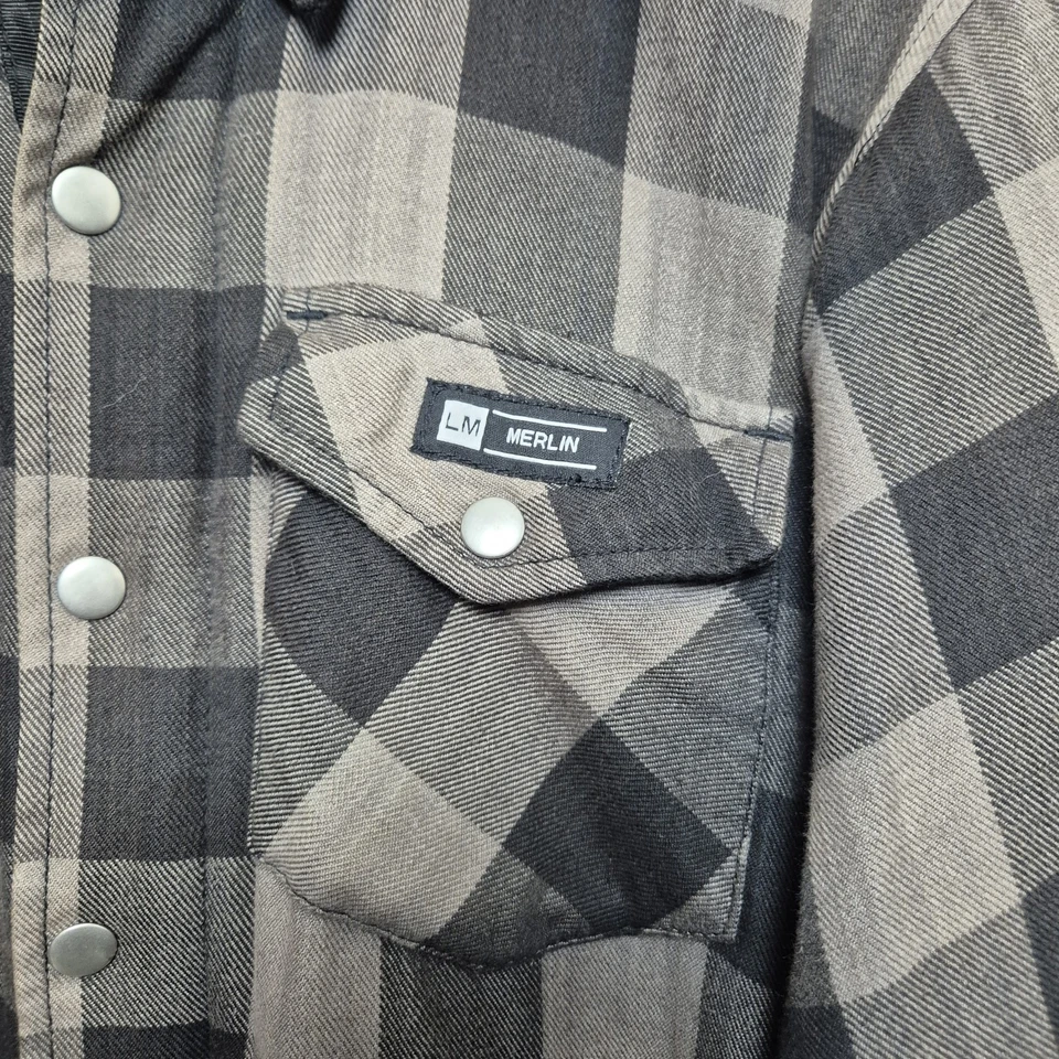 Merlin Riding Shirt Mens M Axe Protective Brown Black Check Full Zip See - Image 4 of 4