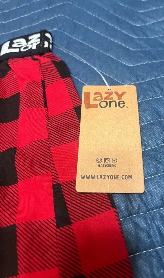 Lazy One Boxers Para Hombres M Oso Vagabundo Rojo Negro Cuadros Cintura Elástica Botón Mosca Nuevo con Etiquetas Foto 3 de 4