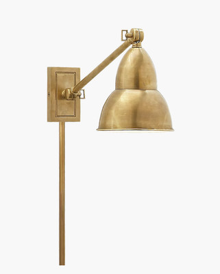Visual Comfort Signature French Library Arm Wall Lamp Hand Rubbed Antique Brass