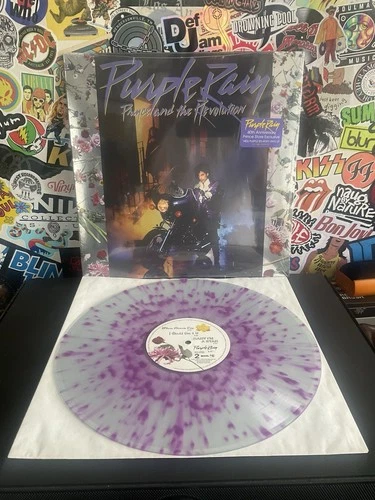 PRINCE & THE REVOLUTION Purple Rain Soundtrack VG++SPLATTER VINYL W/HYPE STICKER