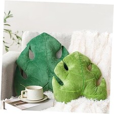 Set of 2 3D Leaves Decorative Throw Pillows, 18" 14" Light Green  Dark Green