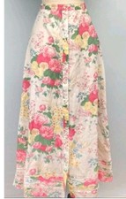 Vintage Ralph Lauren Womens Button Front Maxi Skirt Cottage Rose Country