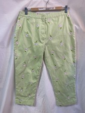 Vintage Lilly Pulitzer Lime Green Embroidered Daisy Cotton Cropped Pants Size 6