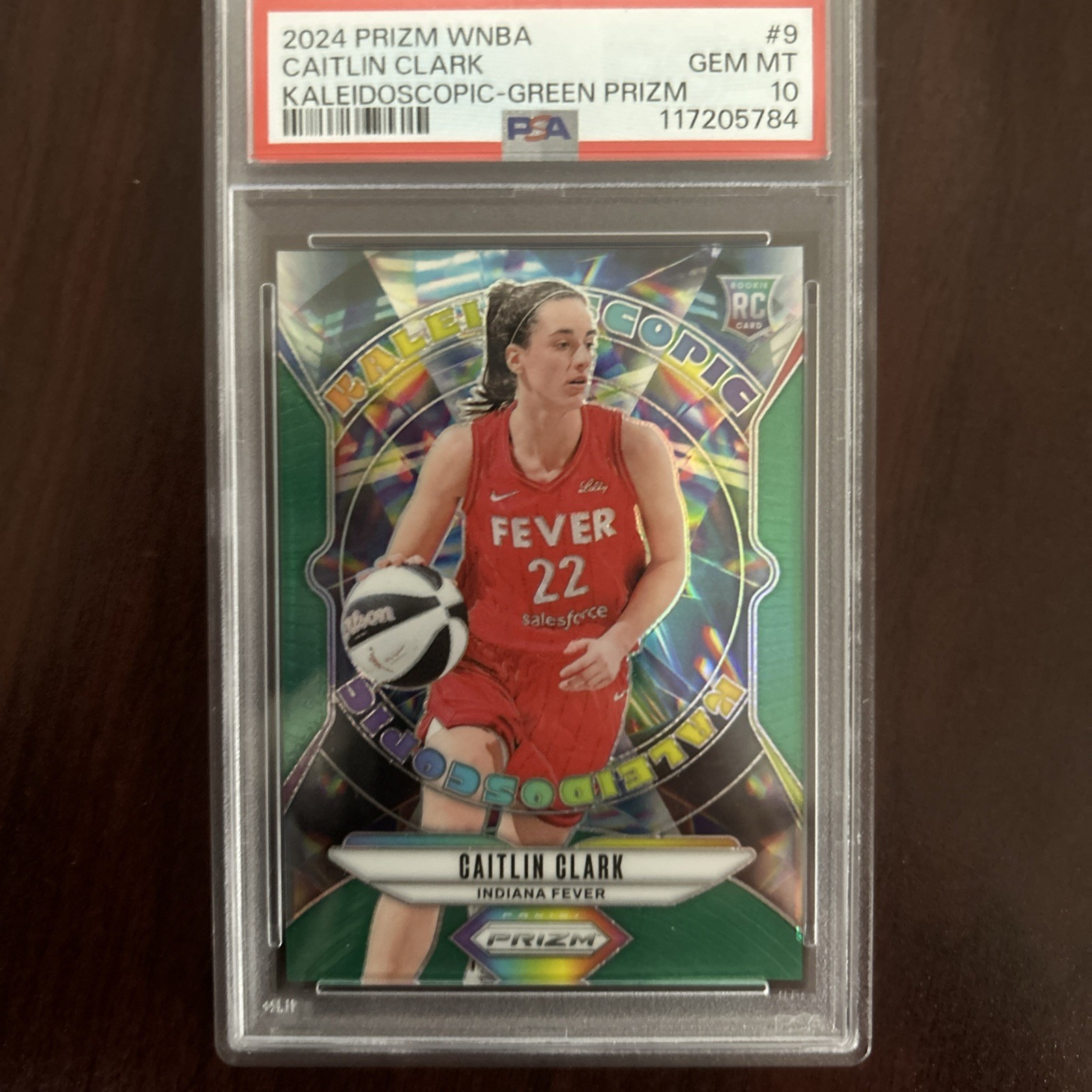 2024 Panini WNBA Prizm Caitlin Clark Kaleidoscopic RC Green #9 Fever PSA 10