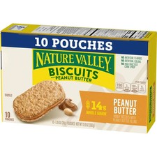 Nature Valley Biscuit Sandwiches Peanut Butter 10 Bars 13.5oz-FREE SHIPPING