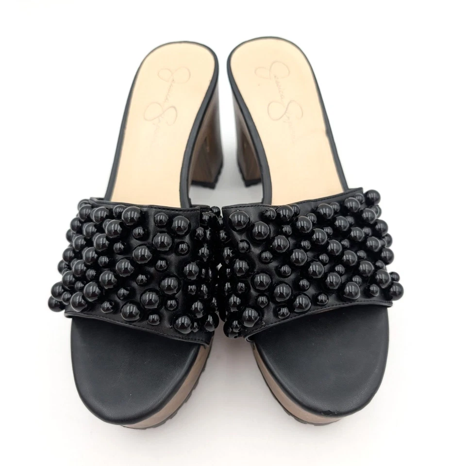 Sandalia Jessica Simpson Telina Plataforma Deslizable Para Mujer Negra Talla US10M EU42 Foto 3 de 4