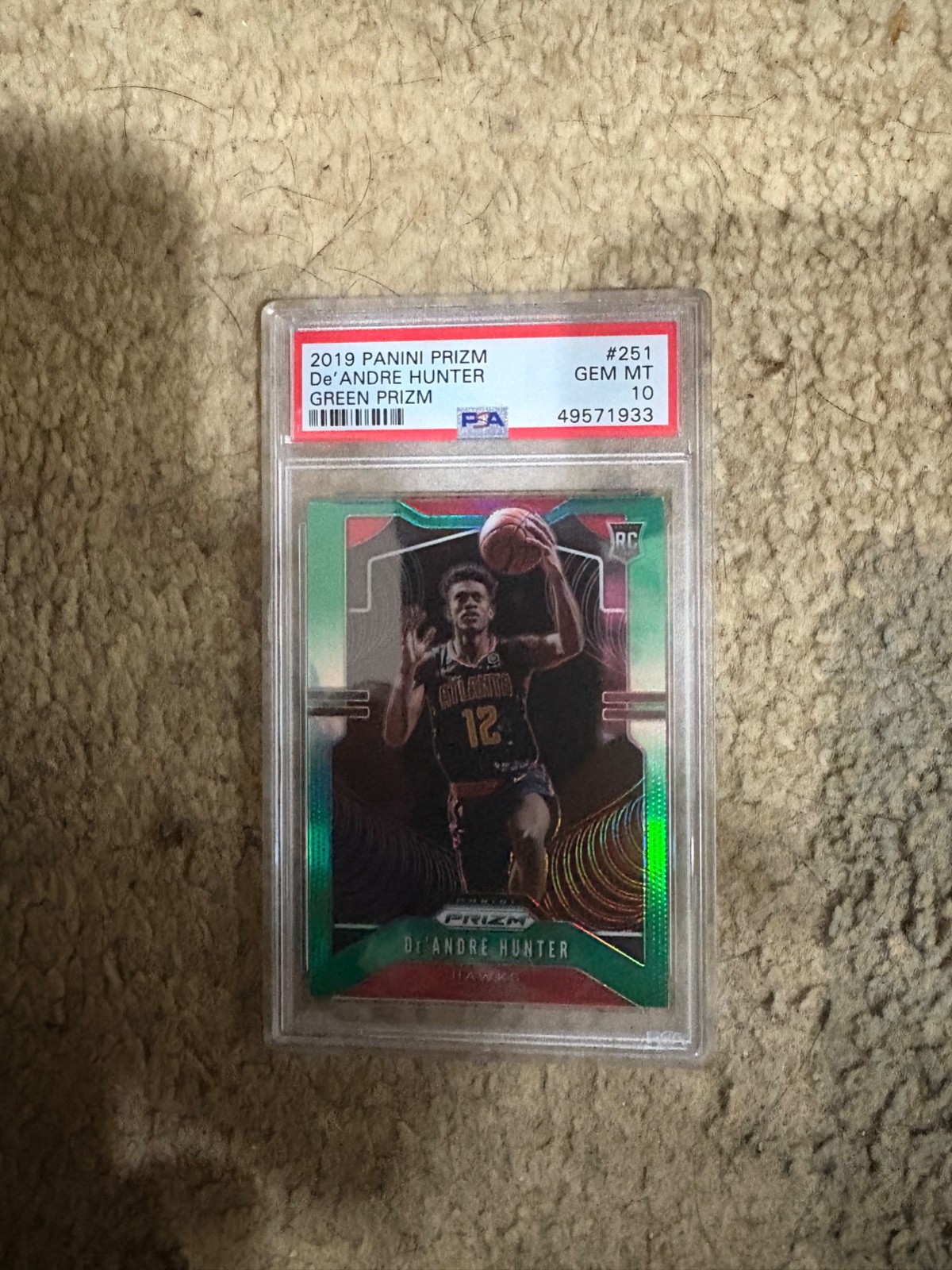 De'Andre Hunter 2019 Panini Prizm Green prizm #251 PSA 10 Rookie card