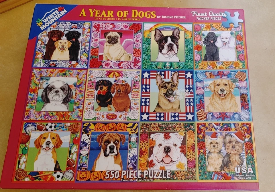 A YEAR OF DOGS 2015 White Mountain 550 peças quebra-cabeça aposentado RARO COMPLETO POPULAR - Imagem 2 de 4