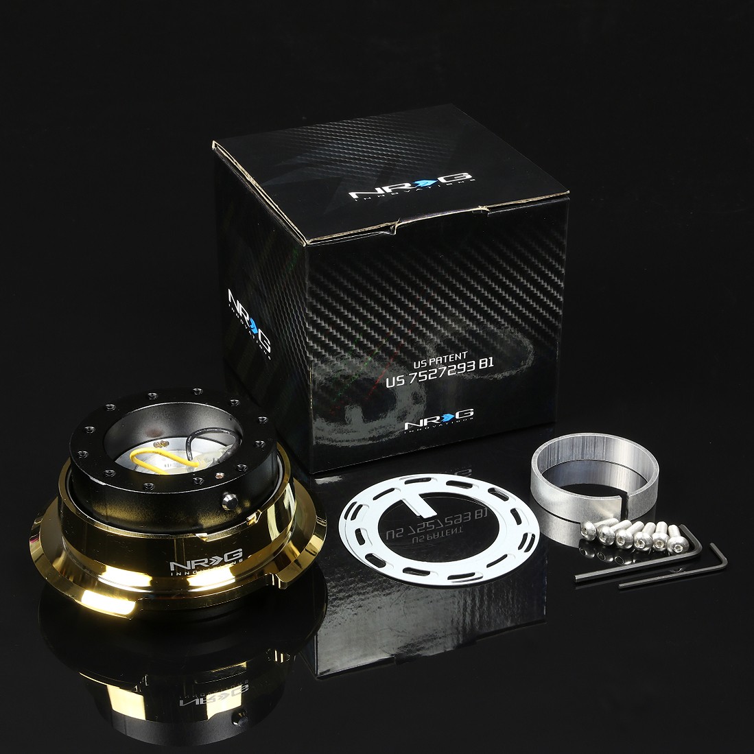 NRG SHORT HUB+GEN 2.8 QUICK RELEASE BLACK+GOLD CHROME FOR 91-05 HONDA ACURA NSX