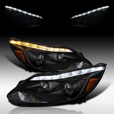 Fit 2012-2014 Ford Focus Black Projector Headlights Led Signal Strip Leftright Fit 2012-2014 Ford Focus Black Projector Headlights Led Signal Strip Leftright