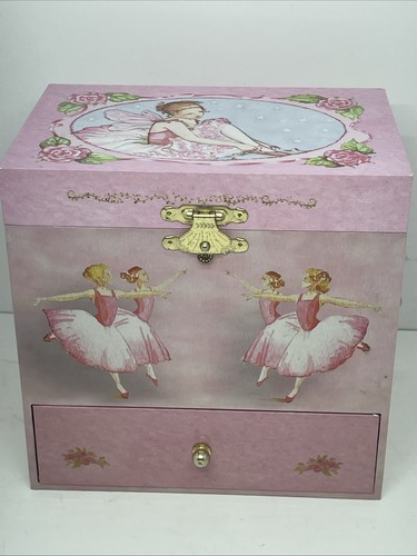 Ballerina Musical Jewelry Box Spins to "Swan Lake" 4 Drawer Treasure Storage